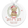 Personalised Baby's First Christmas Teddy Bear Bauble Keepsake In Pink Or Blue, thumbnail 4 of 7