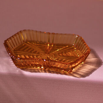 Vintage Art Deco Glass Trinket Bowl / Dish Amber, 2 of 3