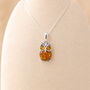 Personalised Sterling Silver Baltic Amber Owl Pendant Necklace, thumbnail 5 of 10