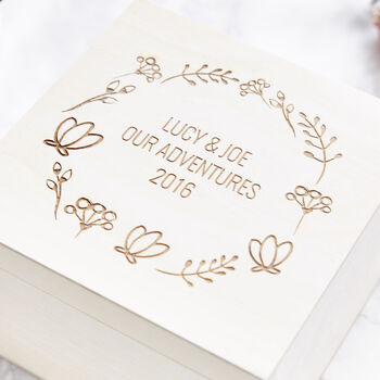 Engraved Wooden Couples Memory Box, 2 of 2