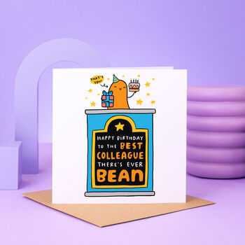'Best Colleague There's Ever Bean' Birthday Card, 2 of 2