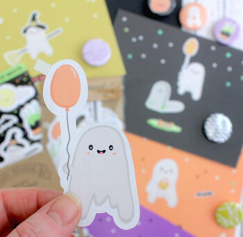 Halloween Party Ghosts, Cute Die Cut Sticker Pack, 3 of 7