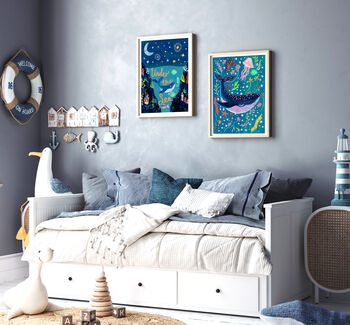 Whale Nursery Art Print, 6 of 12