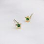 Tiny Emerald Green Cz Star Stud Earrings, thumbnail 4 of 10