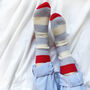 100% Cashmere Bold Light Blue Stripe Socks, thumbnail 5 of 10