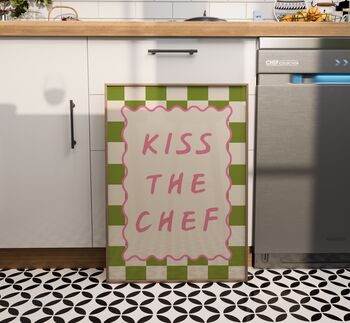 Kiss The Chef Wall Art Print Kitchen Poster, 4 of 10
