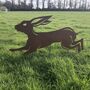 Large Rusty Metal Leaping Hare Garden Feature, thumbnail 1 of 2