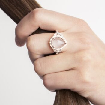 Pear Drop Rose Quartz Silver Statement Ring, 2 of 3