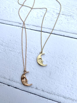 Solid Gold Moonface Necklace With Real Diamond Eye, 8 of 12