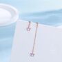 Asymmetric Tiny Moonstone Star Dangle Stud Earrings, thumbnail 3 of 12