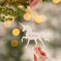 Personalised Unicorn Christmas Decoration, thumbnail 1 of 2