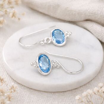 Sterling Silver Blue Topaz Drop Earrings – 10mm X 8mm, 3 of 10