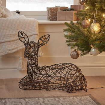 Studley Rattan Resting Fawn Light Up Reindeer, 6 of 6