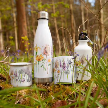 Inky Wildflower Enamel Camping Mug With Personalisation, 10 of 12
