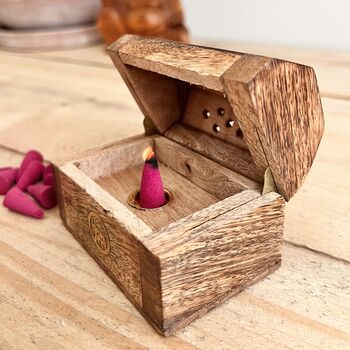 Wooden Incense Cone Box Ash Catcher Incense Burner, 6 of 6