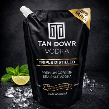 Tan Dowr Premium Cornish Sea Salt Vodka 70cl Eco Pouch, 2 of 2