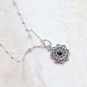 Sterling Silver Gemstone Moroccan Flower Necklace, 4 of 7