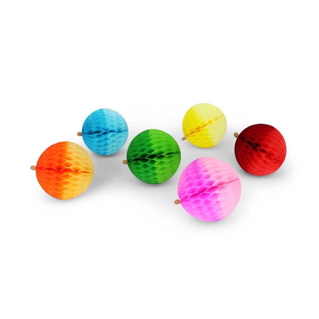 Paper Ball Decoration Set Of Six Ombre, 8cm By The Conscious