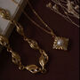1980s Leaf Textured Gold Plated And Swarovski Necklace, thumbnail 2 of 3