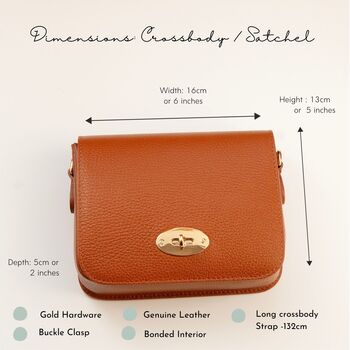 Small Satchel Style Caramel Leather Crossbody, 7 of 11