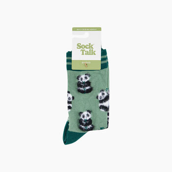Panda Fluffy Bamboo Socks In Green, 3 of 4
