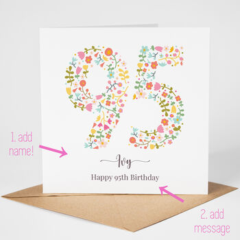 Floral Fun Personalised 95th Birthday Card, 2 of 5