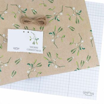 Christmas Gift Wrap Set Mistletoe Paper, Twine And Tags, 2 of 2