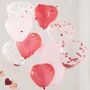 Heart Shaped Pink, Red And Confetti Balloons, thumbnail 1 of 2