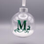 Green Initial And Reindeer Personalised Christmas Tree Decoration, thumbnail 3 of 4