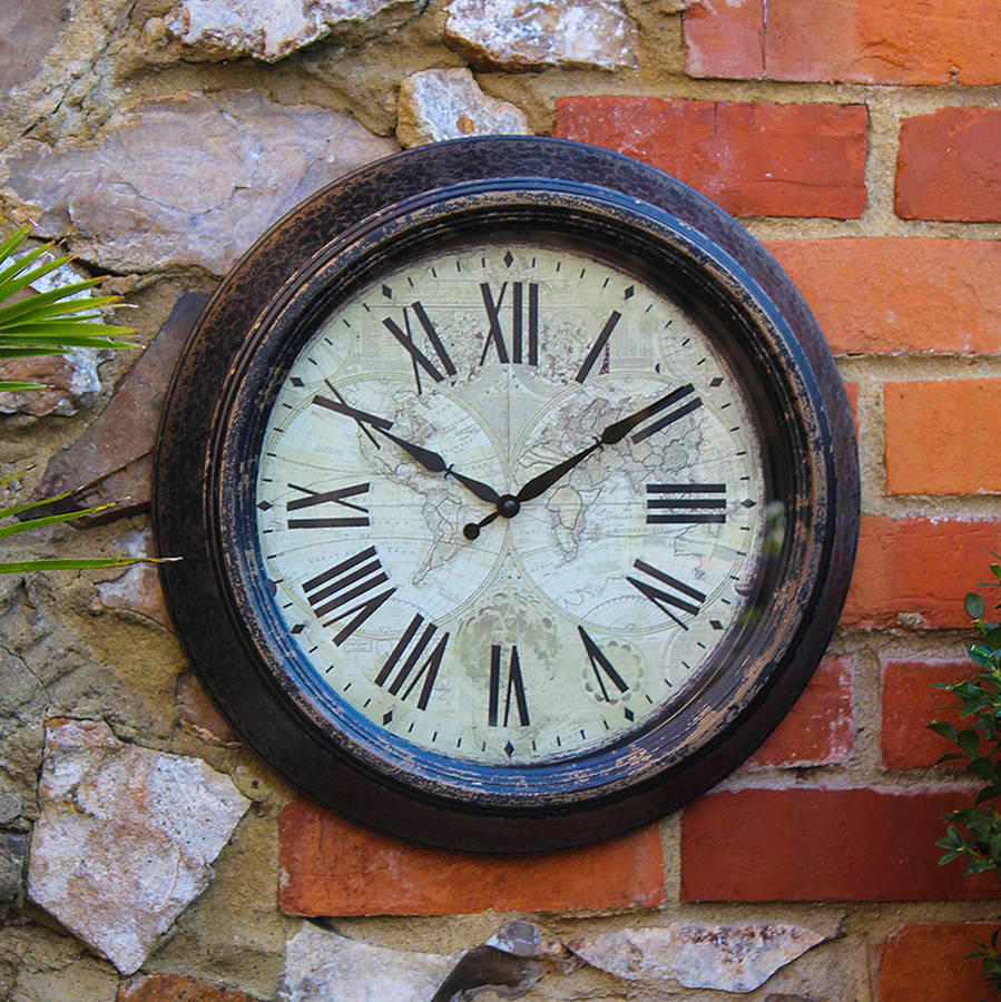 outdoor vintage wall clock by blackdown lifestyle
