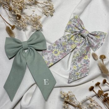 Personalised Embroidered Small Liberty Hair Bow, 3 of 6