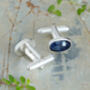 Midnight Blue Sapphire Cufflinks In Sterling Silver, thumbnail 2 of 2