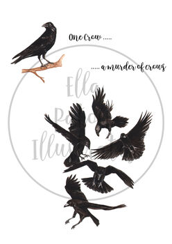 A Murder Of Crows Collective Noun Watercolour Print, 5 of 5