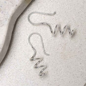 Sterling Silver Bold Coil Drop Earrings, 5 of 11