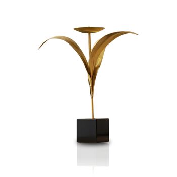 Handmade Victoria Brass Leaf Candle Holder With Marble Base, 2 of 2