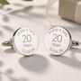 Personalised 20 Year Platinum Anniversary Cufflinks, thumbnail 1 of 8
