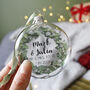 Mr And Mrs To Be Wreath Glass Christmas Bauble, thumbnail 1 of 7