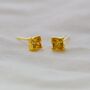 Yellow Gold Princess Cut Birthstone Earrings November Topaz, thumbnail 1 of 5