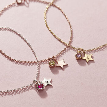 Birthstone And Initial Star Charm Bracelet, 3 of 8