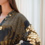 Black Satin Batik Kimono Robe, thumbnail 7 of 7