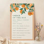 Mediterranean Oranges Wedding Order Of The Day Sign, thumbnail 1 of 3