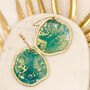 Large Abstract Green And Gold Foil Statement Earrings, thumbnail 1 of 8