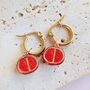 Handmade Pomegranate Charm Gold Plated Hoop Earrings, thumbnail 4 of 5