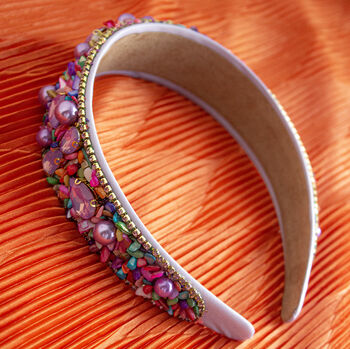 Mixed Shell Gem Texture Headband In Lilac, 3 of 3