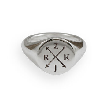 Family Initials Large Silver Signet Ring, 9 of 10