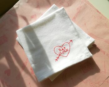 Personalised Love Heart Hand Embroidered Handkerchief, 7 of 11