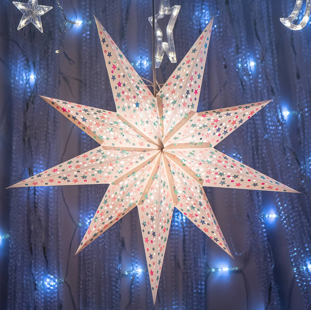 Sequinned Paper Starlight Lampshade, 1 of 7