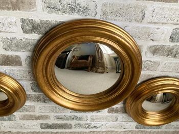 34cm Gold Convex Wall Mirror Porthole Fisheye Design, 3 of 6