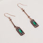 Antique Bronze And Emerald Green Stone Drop Earrings, thumbnail 1 of 4