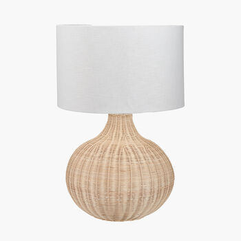 Natural Rattan Table Lamp Complete With Linen Shade, 2 of 7